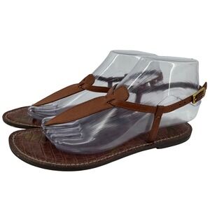 Sam Edelman Sandals Womens 7.5 Brown‎ Leather Thong T-Strap Buckle Sandals